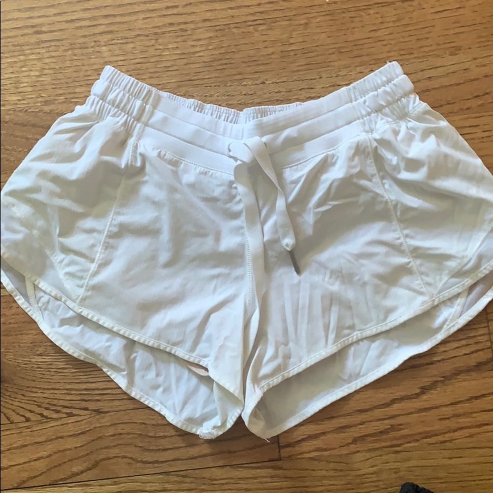 White Lululemon athletic shorts